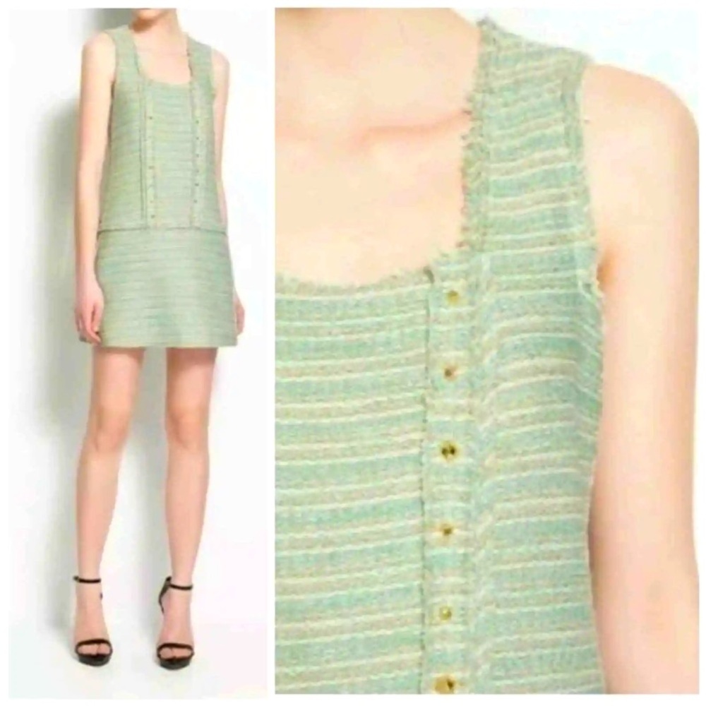 Zara Mint Green Summer Tweed Dress 👗